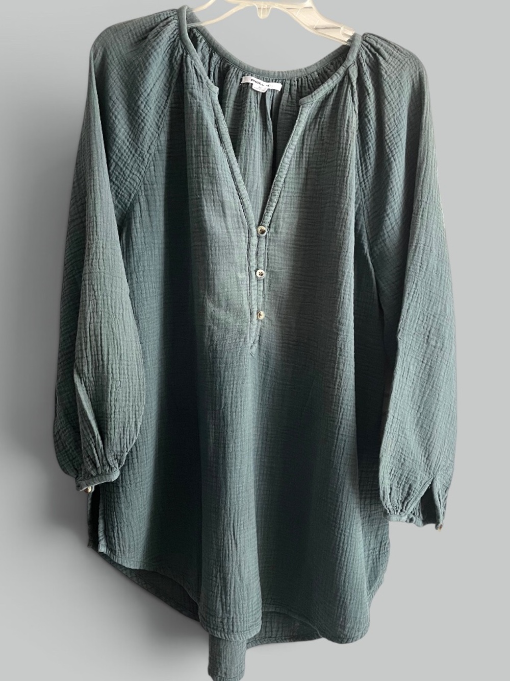 O'Neill Slate Green Krysten Crinkle Double Gauze Tunic Cover-Up Size M